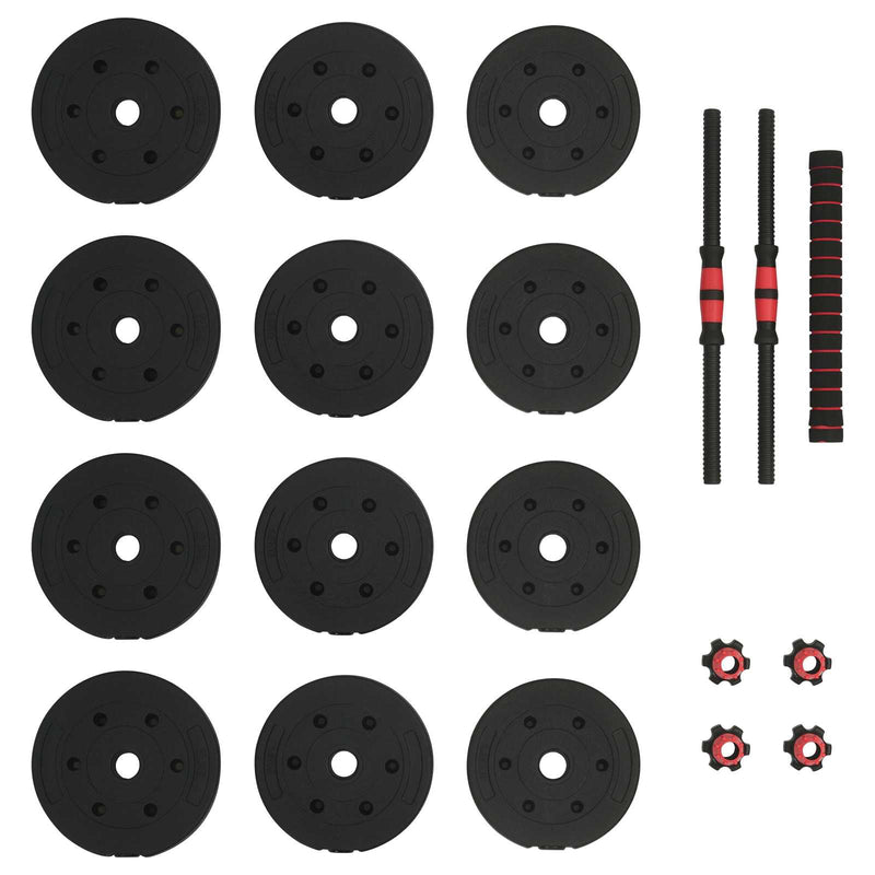 vidaXL 2-in-1 Dumbbell Set Black and Red 121 x 19.5 x 19.5 cm