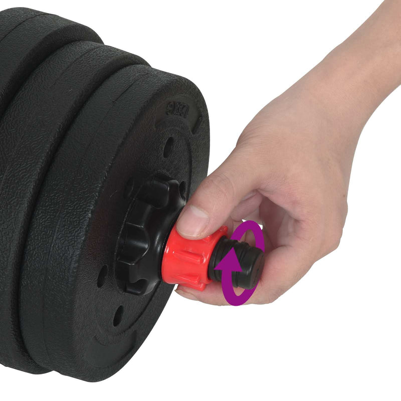 vidaXL 2-in-1 Dumbbell Set Black and Red 121 x 19.5 x 19.5 cm