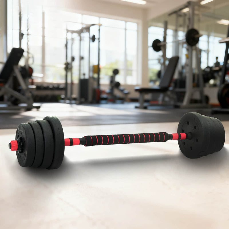 vidaXL 2-in-1 Dumbbell Set Black and Red 121 x 19.5 x 19.5 cm