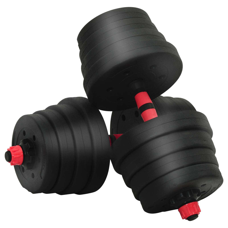 vidaXL 2-in-1 Dumbbell Set Black and Red 121 x 19.5 x 19.5 cm