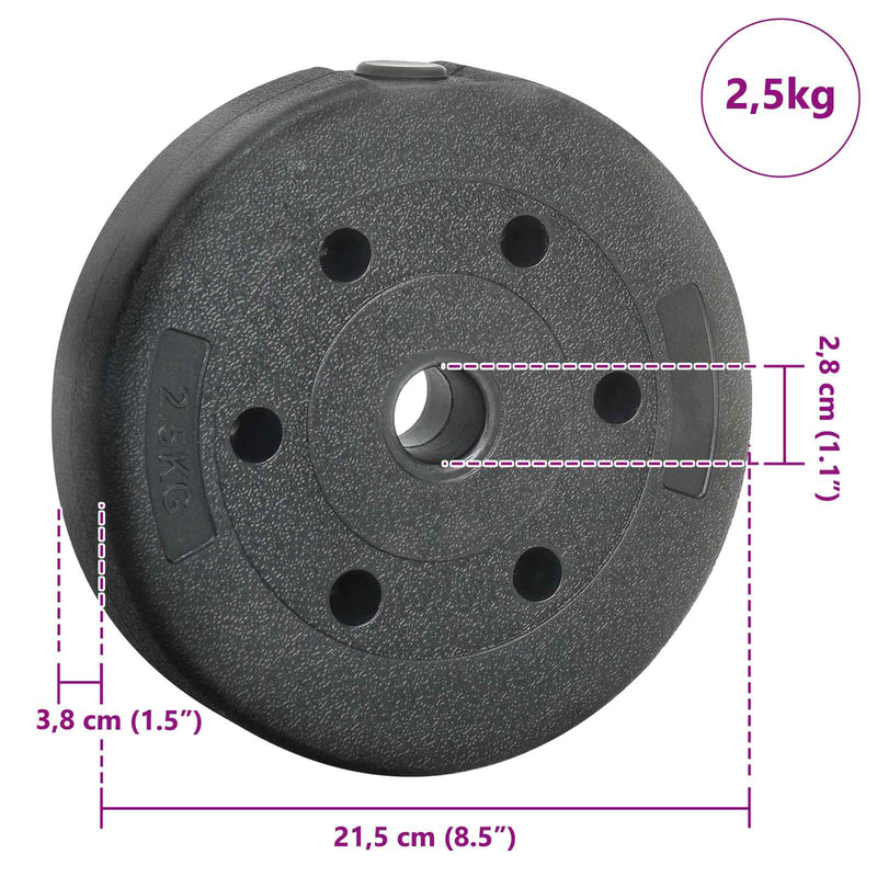 vidaXL Weight Plates 4 pcs Black Ø 21.5 x 3.8 cm Cement and Iron Sand