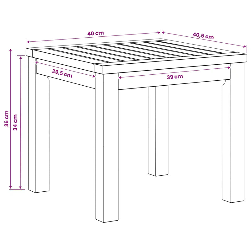 Coffee Table Natural 40 x 40.5 x 36 cm Solid Acacia Wood