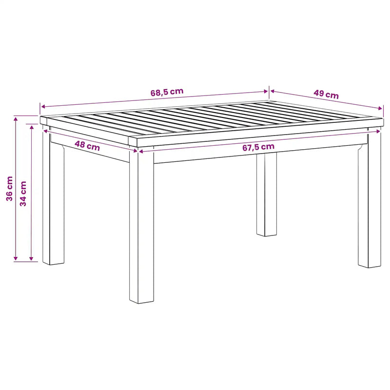 Coffee Table Natural 50 x 68.5 x 36 cm Solid Acacia Wood