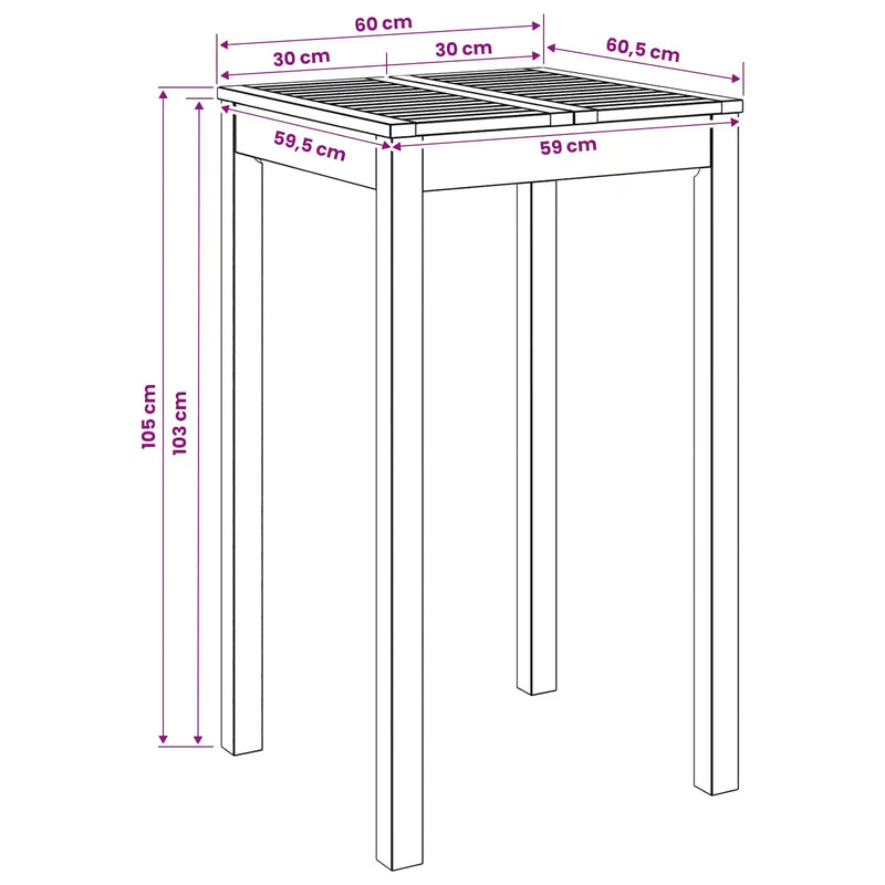 Garden Bar Table Natural 60 x 60.5 x 105 cm Solid Acacia Wood