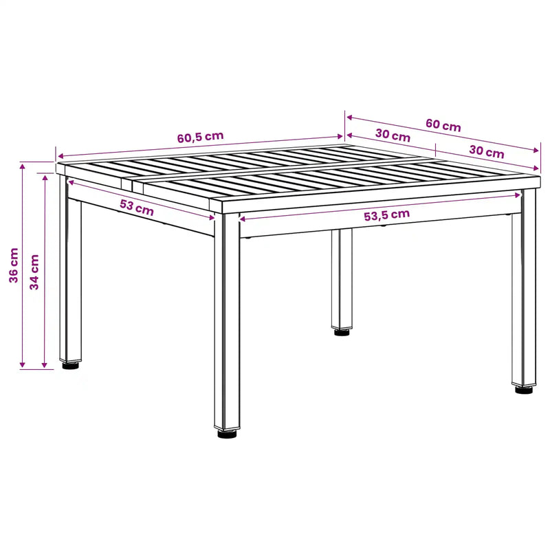 Coffee Table Natural and Black 60 x 60.5 x 36 cm
