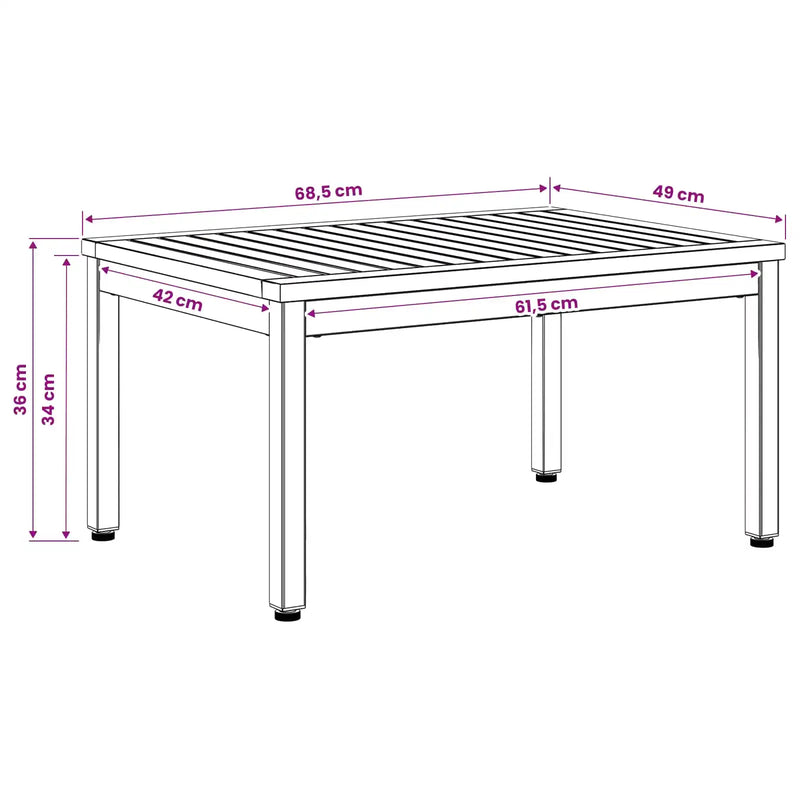 Coffee Table Natural and Black 50 x 68.5 x 36 cm