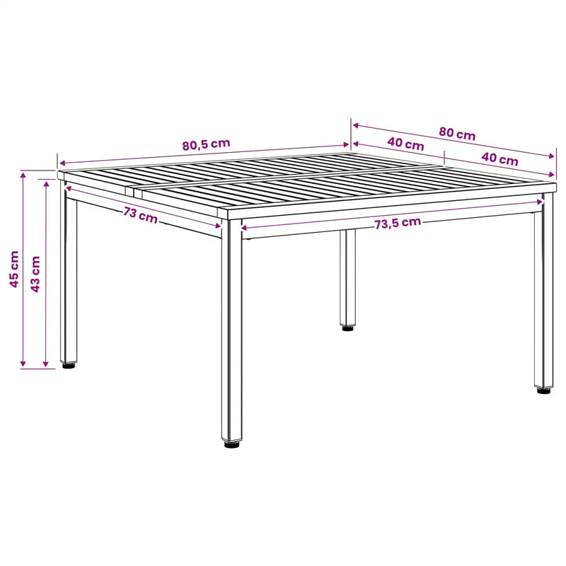 Coffee Table Natural and Black 80 x 80.5 x 45 cm