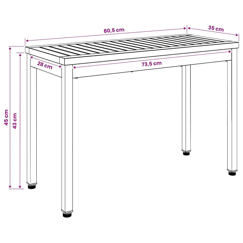 Garden Bench 80.5 x 35 x 45 cm Solid Acacia Wood Rectangular