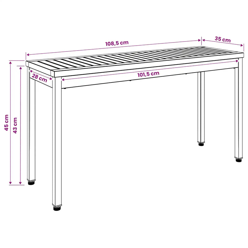Garden Bench 108.5 x 35 x 45 cm Solid Acacia Wood Rectangular