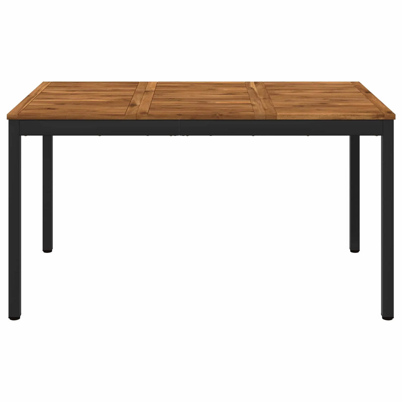 Garden Dinner Table Natural and Black 141 x 80.5 x 75 cm