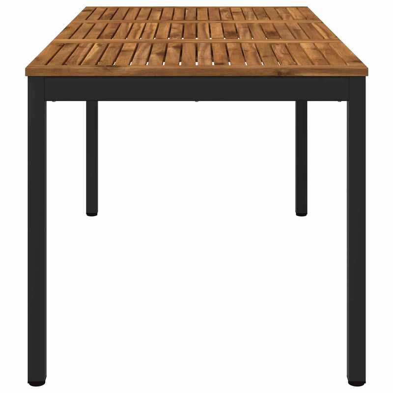 Garden Dinner Table Natural and Black 141 x 80.5 x 75 cm