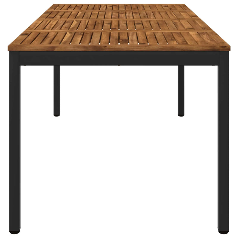 Garden Dinner Table Natural and Black 147 x 88.5 x 75 cm