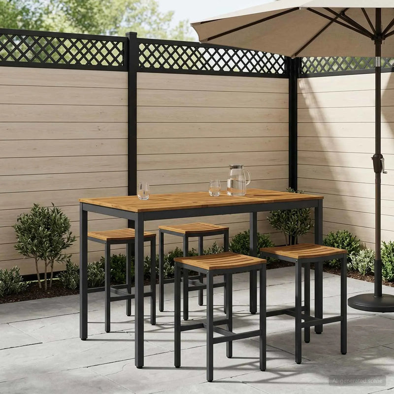 Garden Bar Table Natural and Black 141 x 80.5 x 105 cm