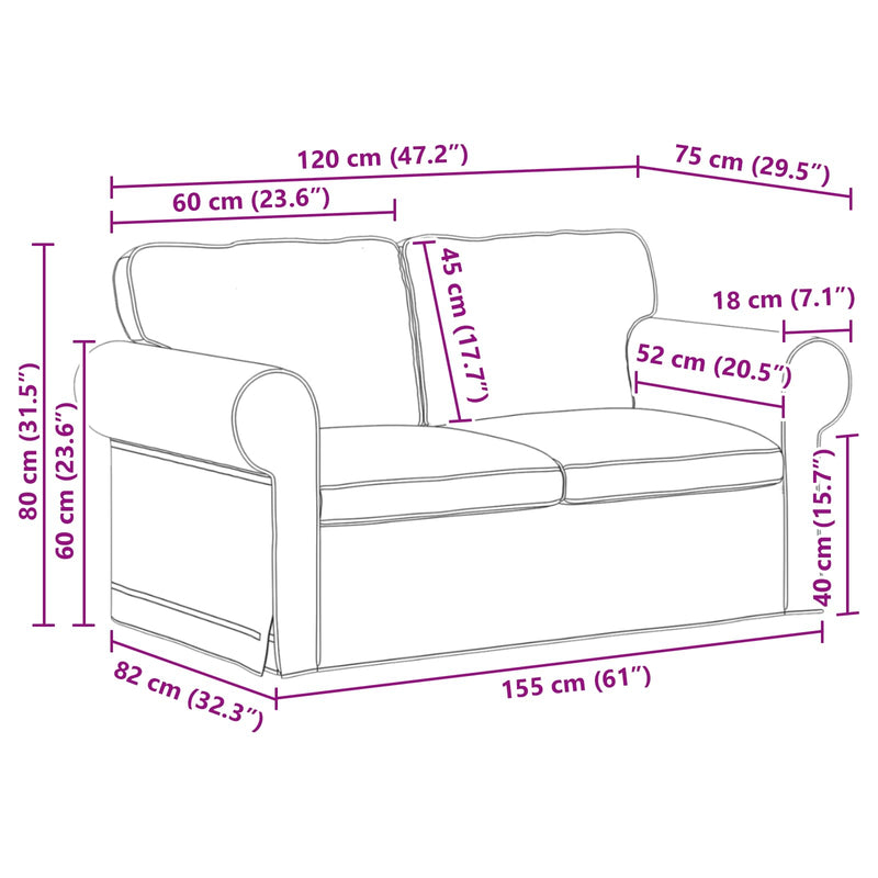 Sofa Black 215 x 82 x 80 cm Metal