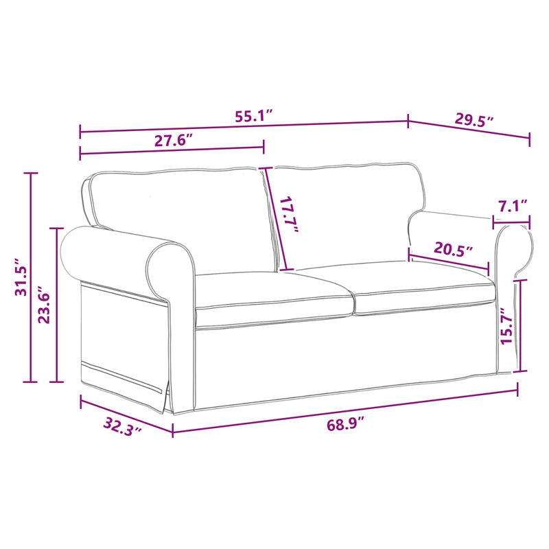 Sofa Dark Grey 215 x 82 x 80 cm Metal
