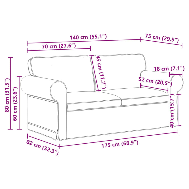 Sofa Black 215 x 82 x 80 cm Metal