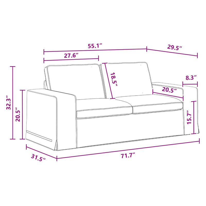 Sofa Dark Grey Overall dimensions: 182 x 80 x 82 cm (W x D x H)