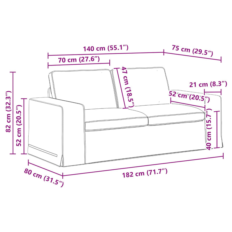 Sofa Black Overall dimensions: 182 x 80 x 82 cm (W x D x H)