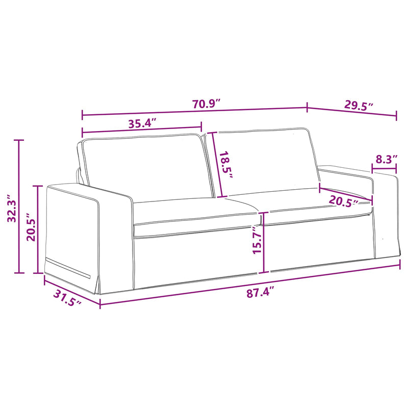 Sofa Dark Grey Overall dimensions: 222 x 80 x 82 cm (W x D x H)