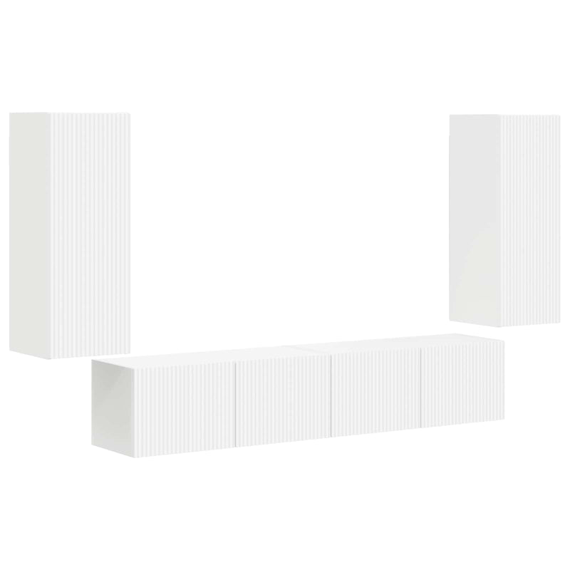 vidaXL TV Wall Cabinet Set Wall-mounted 4 pcs White Engineered Wood