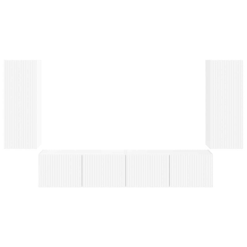 vidaXL TV Wall Cabinet Set Wall-mounted 4 pcs White Engineered Wood