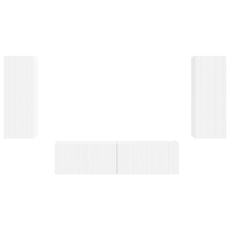 vidaXL TV Cabinet Set Wall-mounted 2 pcs White Engineered Wood
