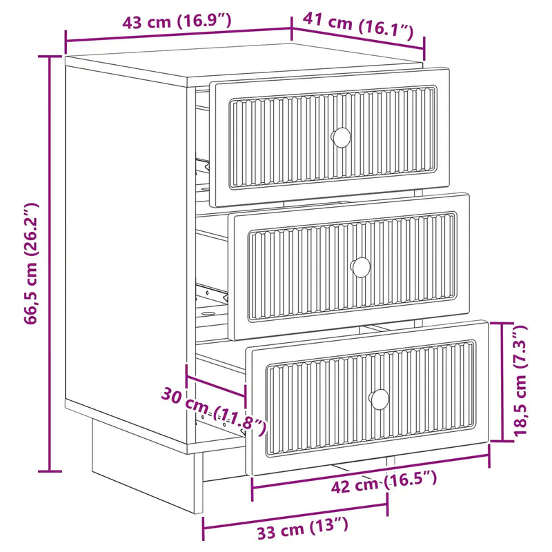 Bedside Cabinet White 43 x 41 x 66.5 cm Engineered Wood