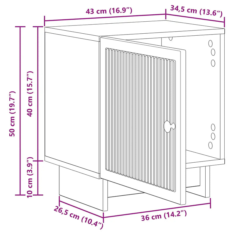 Bedside Cabinet White 43 x 34.5 x 50 cm Engineered Wood
