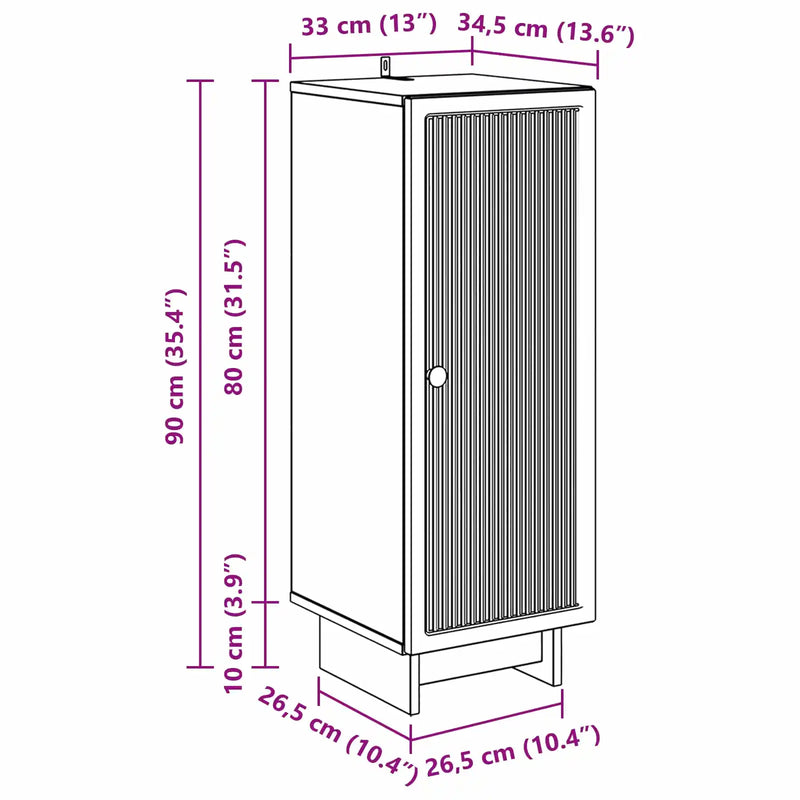 Cabinet White 33 x 34.5 x 90 cm Engineered Wood