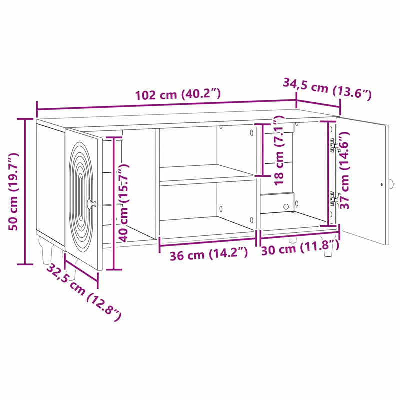TV Cabinet White 102 x 34.5 x 50 cm Engineered Wood