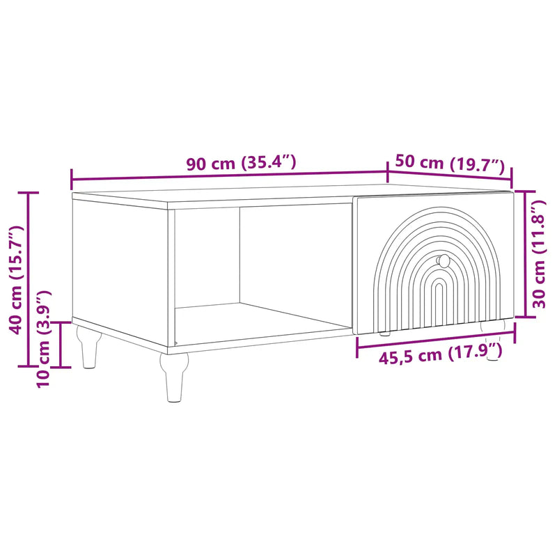 Coffee Table White 90 x 50 x 40 cm Engineered Wood