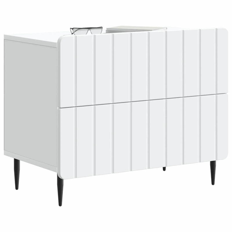 Bedside Cabinet White 62 x 34.5 x 49.5 cm Engineered Wood
