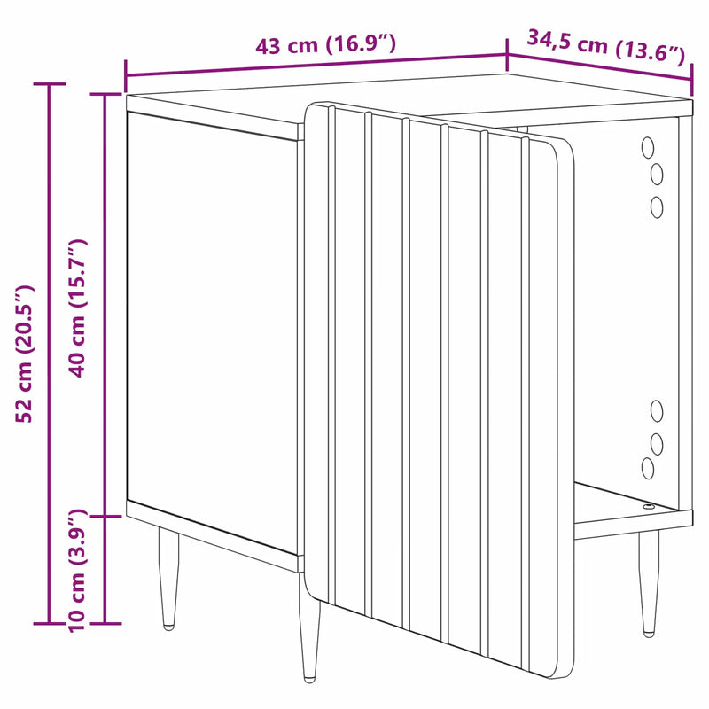 Bedside Cabinet White 43 x 34.5 x 52 cm Engineered Wood
