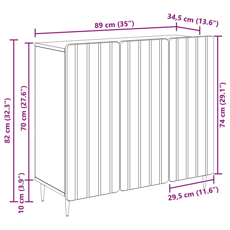 Sideboard White 89 x 34.5 x 82 cm Engineered Wood