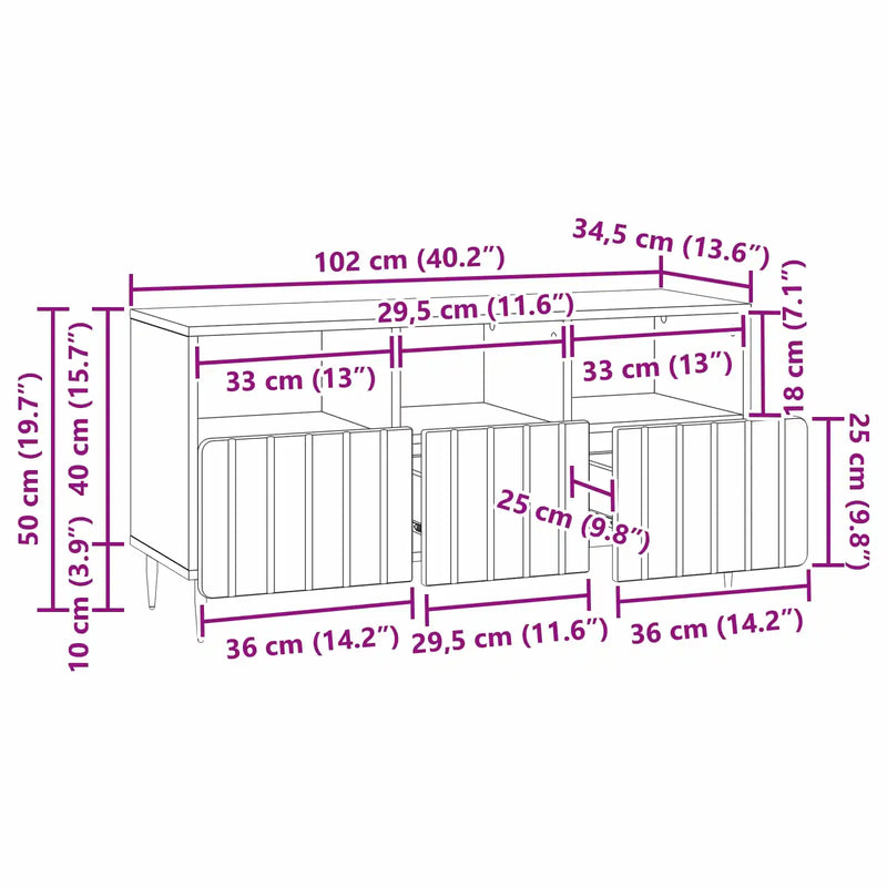 TV Cabinet with Drawer White 102 x 34.5 x 50 cm Engineered Wood