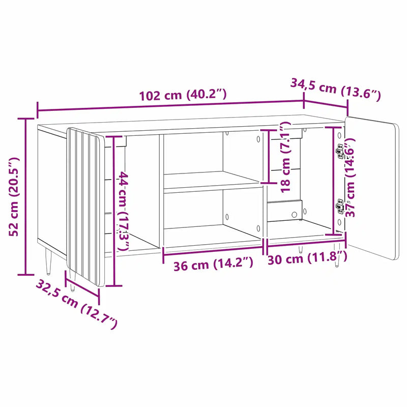TV Cabinet White 102 x 34.5 x 52 cm Engineered Wood