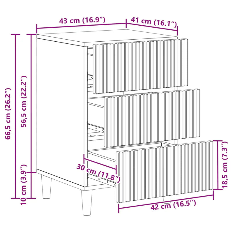 Bedside Cabinet White 43 x 41 x 66.5 cm Engineered Wood