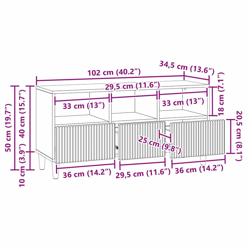 TV Cabinet with Drawer White 102 x 34.5 x 50 cm Engineered Wood