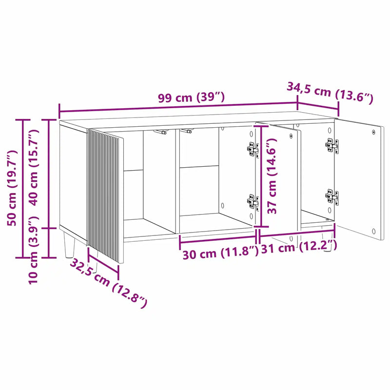 TV Cabinet White 99 x 34.5 x 50 cm Engineered Wood