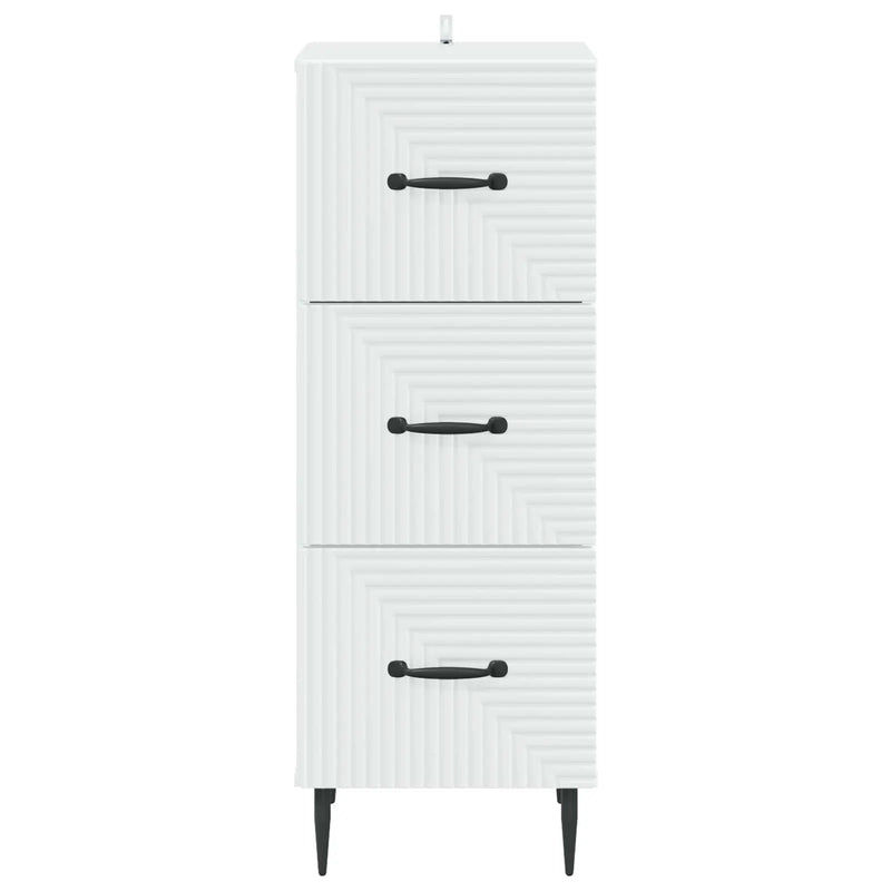 Drawer Cabinet White 33 x 34.5 x 89.5 cm Engineered Wood