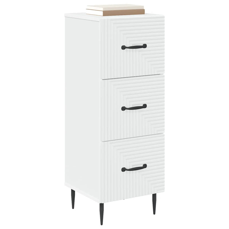 Drawer Cabinet White 33 x 34.5 x 89.5 cm Engineered Wood