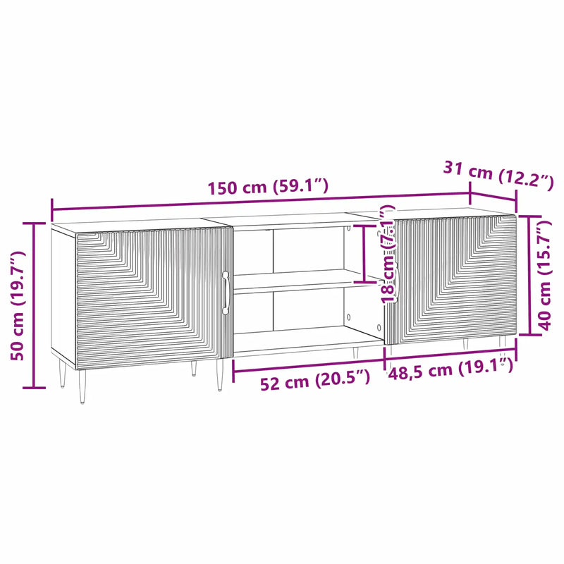 TV Cabinet White 150 x 31 x 50 cm Engineered Wood