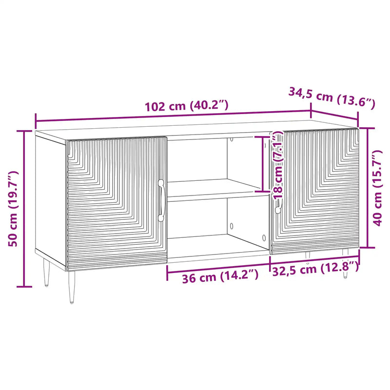 TV Cabinet White 102 x 34.5 x 50 cm Engineered Wood