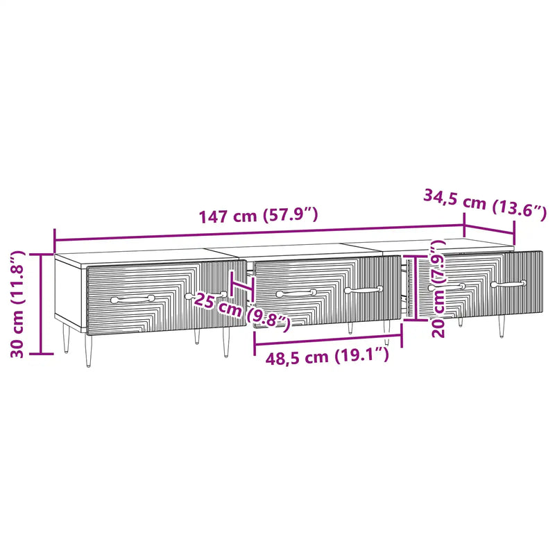 TV Cabinet with Drawer White 147 x 34.5 x 30 cm Engineered Wood