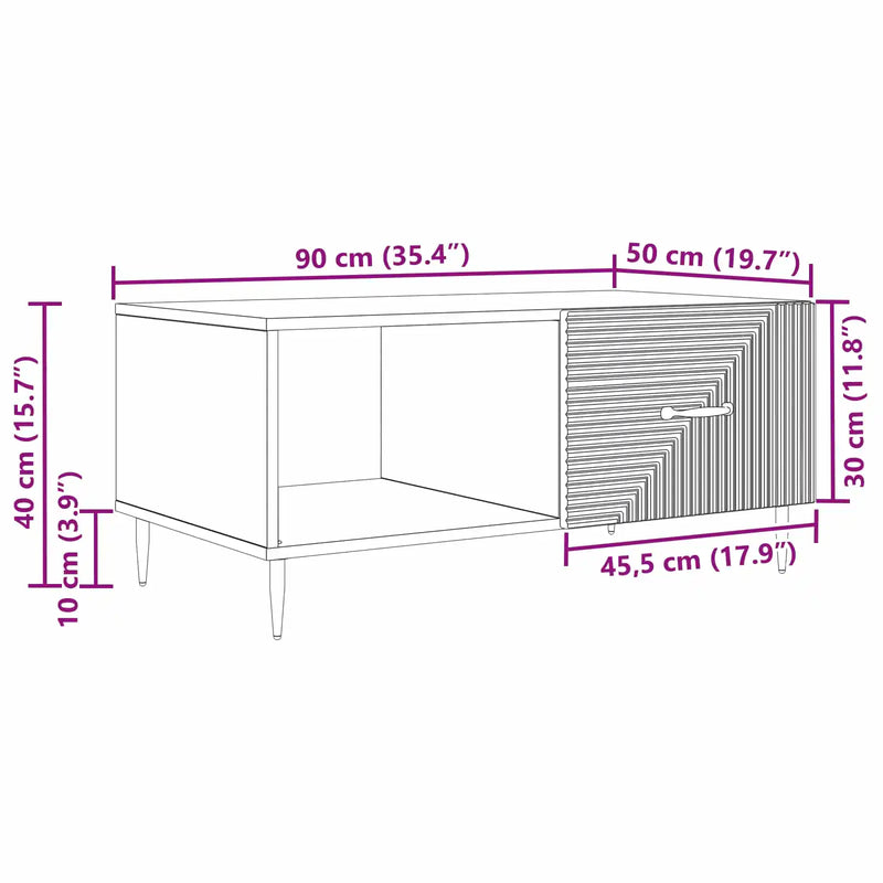 Coffee Table White 90 x 50 x 40 cm Engineered Wood