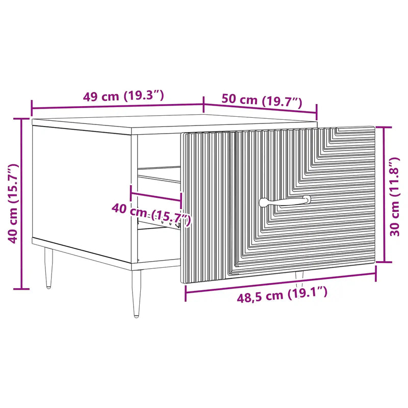Coffee Table with Drawer White 49 x 50 x 40 cm Engineered Wood