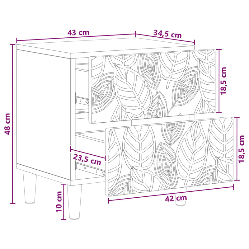 Bedside Table White 43 x 34.5 x 48 cm Engineered Wood