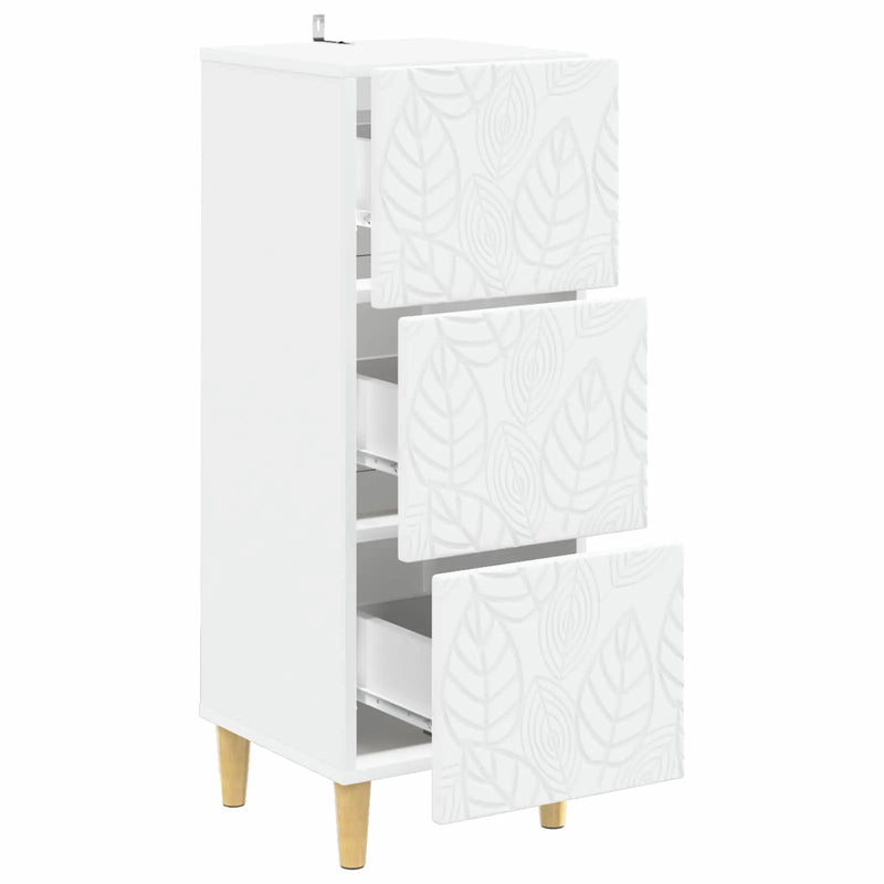 Drawer Cabinet White 33 x 34.5 x 90 cm Engineered Wood