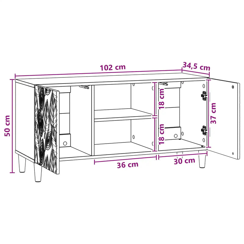 TV Cabinet 102 x 34.5 x 50 cm White Engineered Wood