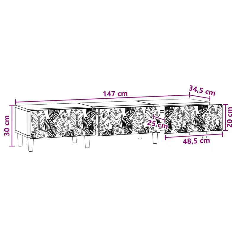 TV Cabinet 147 x 34.5 x 30 cm White Engineered Wood